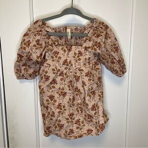 Rylee + Cru Floral Dress in Cream and Brown